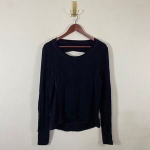 Good Hyouman Women's Black Long Sleeve Top Back Cutout Athleisure Gym Minimalist